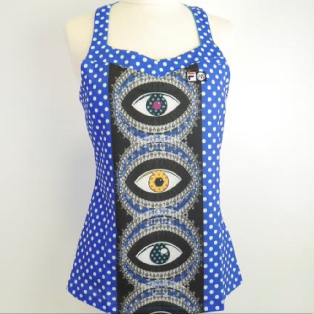 Fila Evil Eye Preppy Tank Top Atleisure Polka Dot Tennis PickleBall Size S M New - Picture 13 of 16